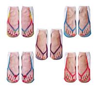 Chaussette Imitation Sandalles 5 Paires Chaussettes Imprimées Motif 3d Fantaisie Tongs Coton Elastique Anti-transpiration Et Respirant Basses à La Cheville Chaussettes Pour Femmes Hommes