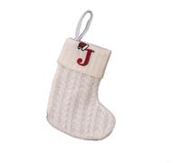 Chaussette Noël Flocon Lettre pour suspension pour arbre Chaussette(J) | Tricot doux, flocon , lettre , corde pour suspension, pour décor sapin Noël