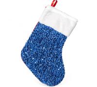 Chaussette Noël Sequin, Style Américain , Bleu clair , 18*39 | fibre polyester, décoration festive, cheminée, sac caau, style européen, sequin, esprit Noël, pour la chambre