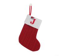 Chaussette Noël Tricotée Flocon Lettre 18x14cm Chaussette Noël(J) | Tricot doux, motif flocon, lettre alphabet, taille 18x14cm, festif