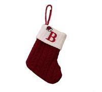 Chaussette Noël Tricotée Flocon Lettre pour déco pour arbre Chaussette(B) | Tricot doux, motif flocon lettre, festif, pour idéal pour arbre Noël, bonbons créatif