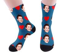 Chaussette Personnalisé Photo Chaussettes Noel Fantaisie avec Visage Chaussette Personnalisable Cadeaux Personnalisés Drôles Rigolotes pour Femme Homme Amour Famille, Cadeau Pour Noël