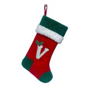Chaussette pour déco pour fête Lettre Alphabet 46cm Chaussette(V) | pour velours doux , broderie lettre claire, bordure élastique, taille 46cm, ambiance festive