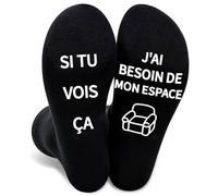 Chaussette Rigolotes Humour Coton Hiver Personnalisé, Message Socks Anti-glissant Imprimé Lettres Cadeau Anniversaire Paternité Papi Fête des pères Noires EU 39-46