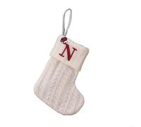 Chaussette tricotée avec motif alphabet flocon de neige, convient pour accrocher sur un sapin de Noël ou une couronne comme support de bonbons pendant la saison des fêtes (N)