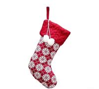 Chaussette tricotée pour Noël avec motifs classiques de rennes et flocons de neige, chaussettes légères en tissu adaptées pour accrocher et ranger des bonbons pendant la saison des vacances (E)