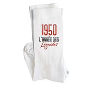 Chaussettes 1950 l'année des légendes | Socks | Taille 41-45 | Idée Chaussettes Personnalisées Cadeau Fête Original Famille Travail Départ Collègue Retraite Noël.