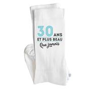 Chaussettes 30 ans et plus beau que jamais | Socks | Taille 41-45 | Idée Chaussettes Personnalisées Cadeau Fête Original Famille Travail Départ Collègue Retraite Noël.