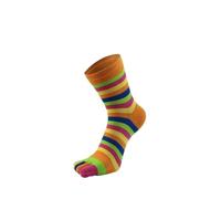 Chaussettes 5 Doigts Chaussettes courtes arc-en-ciel à 5 doigts for femmes, en coton, rayures colorées, tendance, absorbant la transpiration, idéales for les quatre saisons(1 Pair orange)