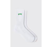 Chaussettes à broderie Homme homme - blanc - ONE SIZE, blanc