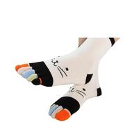 Chaussettes À Cinq Orteils Lot de 3 paires chaussettes courtes en coton for femmes et filles, motif chat coloré, respirantes décontractées, avec orteils Pour usage quotidien(White)