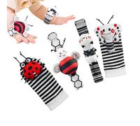 Chaussettes À Hochet Pour Bébé - Jouet Doux Et Amusant | Ensemble De Hochets De Poignet Et De Pied Pour Bébé | pour la Stimulation, le Jeu de Noël, le Sommeil, la Maison et le Voyage