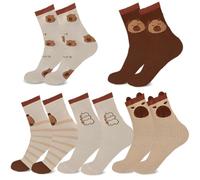 Chaussettes À Motif Capybara,5 Paires De Capybara Mignonnes, Chaussettes Courtes De Dessin Animé En Coton,Pour Les Amateurs De Cochon d'Eau, Homme Et Femme