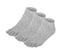 Chaussettes à orteils en coton 99% Taille 39-43/77% Taille 44-46 Homme Tige courte Cheville Basket à orteils Chaussettes à cinq doigts, Gris x 3, 39-43