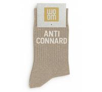 Chaussettes à paillettes ANTI CONNARD Beige- Chaussettes à message rigolo & girly - Cadeau original femme - Humoristiques, confort premium en coton - Taille unique 36-40