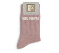 Chaussettes à paillettes GIRL POWER Rose Gold - Chaussettes à message rigolo & girly - Cadeau original femme - Humoristiques, confort premium en coton - Taille unique 36-40