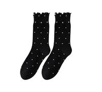 Chaussettes à volants en coton respirant pour femme, chaussettes décontractées mignonnes à volants et à pois, 1 pièce., Taille unique