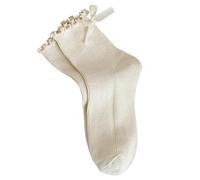 Chaussettes à volants pour femme - Style décontracté - En coton doux et respirant - Noir et blanc, beige, Taille unique