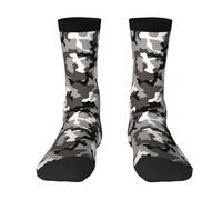 Chaussettes Ack Gris Blanc Imprimé Camouflage Chaussettes De Sport Durable Chaussettes Sport Légères Chaussettes Sport Homme Pour Handball Cadeau Cyclisme 40Cm