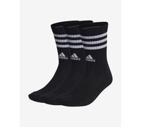adidas Mixte 3-Stripes Cushioned Crew Socks 3 Pairs, Black / White, 10.5-12.5