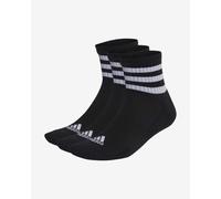adidas Mixte 3-Stripes Cushioned Sportswear Mid-Cut Socks 3 Pairs, Black / White, 4.5-6