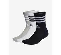 adidas Mixte Enfant 3-Stripes Cushioned Crew Socks 3 Pairs, Medium Grey Heather/White/Black/White, 3-4 Years