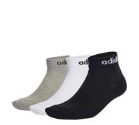Adidas Chaussettes Mixte Linear Cheville Rembourrées - 3 paires - Gris chiné/Blanc/Noir - 45-48