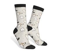 Chaussettes amusantes au chocolat - Chaussettes fantaisie décontractées - Design de couleur contrastée - Cadeau pour femme et homme, Chat de dessin animé., taille unique