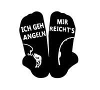 Chaussettes amusantes - Cadeau pour la pêche - Chaussettes pour homme - 38-46 - En coton - Avec inscription « Mir Reicht's Ich Geh Angeln » - Cadeau amusant pour homme papa grand-père - Cadeau