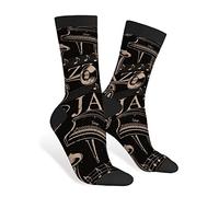 Chaussettes amusantes en forme de pieuvre de dessin animé pieuvre tropicale fantaisie décontractée Crew Chaussettes contrastées pour homme et femme Cadeau, Thème musique de jazz, Taille unique