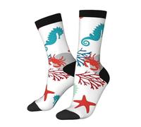 Chaussettes amusantes en forme d'étoile de mer, hippocampe, corail, fantaisie, décontracté, design de couleur contrastée pour homme et femme, 3 noir, Taille unique