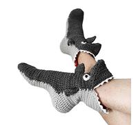 Chaussettes amusantes en tricot crocodile - Chaussettes fantaisie en forme d'alligator - Cadeaux de Noël funky - Requin gris foncé - adultes, taille unique