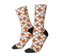 Chaussettes amusantes extensibles avec écailles blanches et oranges - Chaussettes fantaisie décontractées - Design de couleur contrastée pour homme et femme, 2 Noir-2, Taille unique