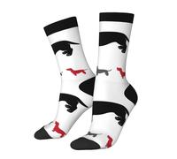 Chaussettes amusantes extensibles colorées motif teckel amour chien fantaisie décontracté Crew chaussettes contrastées design pour homme et femme, 3 noir, Taille unique
