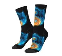 Chaussettes amusantes extensibles de couleur Tai Chi Yin Yang Chaussettes fantaisie décontractées Crew Chaussettes contrastées pour homme et femme, 2 Noir-2, Taille unique
