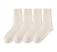 Chaussettes amusantes plus épaisses et chaudes - Cadeaux pour femme - Chaussettes moelleuses et confortables - Chaussettes thermiques de couleur unie - Chaussettes épaisses pour femme, beige, taille