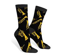 Chaussettes amusantes pour cardiogrammes colorés - Courbe de santé - Nouveauté - Décontractée - Design de couleur contrastée - Cadeau pour homme et femme, Trompette, Taille unique