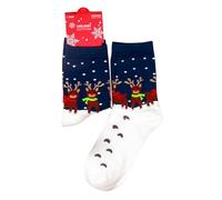 Chaussettes amusantes pour homme et femme - Chaussettes douillettes et chaudes - Idées cadeaux de Noël colorées - En coton - Cadeaux d'invités - Calendrier de l'Avent, #1 Bleu foncé, taille unique