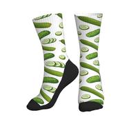 Chaussettes amusantes pour homme et femme, motif tranches de concombre vert, chaussettes fantaisie, cadeaux uniques pour femmes et hommes