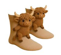 Chaussettes Animaux 3D Tricotées Femmes Double Épaisseur Coton Douces Chaudes Thermiques Confort Hiver Étreinte Chaleureuse Unisexe