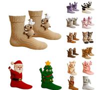Chaussettes Animaux 3D Tricotées Femmes Double Épaisseur Coton Douces Chaudes Thermiques Confort Hiver Étreinte Chaleureuse Unisexe