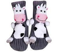 Chaussettes Animaux Tricotées En 3d Chaussettes Animaux Crochetées À La Main Coton Double épaisseur Chaud pour l'hiver Chaussette Douillettes pour Homme et Femme (Dark Gray-c, One Size)