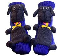 Chaussettes Animaux Tricotées En 3d Chaussettes Animaux Crochetées À La Main Coton Double épaisseur Chaud pour l'hiver Chaussette Douillettes pour Homme et Femme (Navy-c, One Size)