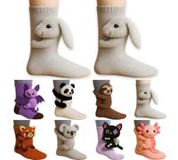 Chaussettes Animaux Tricotées En 3d, Chaussettes Animaux Crochetées À La Main, Coton Double Épaisseur, Étreinte Chaleureuse Chaussette Antidérapante Antidérapantes Enfant Antidérapantes