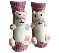 Chaussettes Animaux Tricotées En 3d, Chaussettes Animaux Crochetées À La Main Coton Double Épaisseur, Étreinte Chaleureuse Chaussette Femme Antidérapantes Femme Chaussette Antidérapante (One Size)