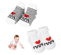 Chaussettes Antidérapantes Bébé, Chaussettes Drôles Bebe Antidérapant Chausson, J'aime Maman Papa, Offre Prise Main Sûre, pour Bébé 0-6 Mois, Cadeaux pour Naissance Garçon Fille(2Paires)