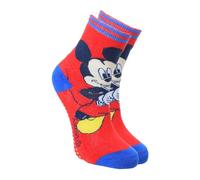 Chaussettes Antidérapantes Disney Mickey pour Garçon, Coton Mélangé, Motifs Colorés, Design Fun, Semelle antidérapante (FR/ES, Numérique, 23, 26, Taille normale, Rouge)
