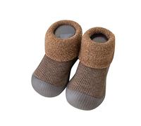 Chaussettes Antidérapantes Enfant, Chaussons Chaussettes -Dérapantes Bébé Chaussures De Marche Semelle Souple Pour Maison Et Dehors Chaussure Marche Bébé Chaussette Antiderapante (Coffee, 23 Toddler)