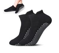 Chaussettes Antidérapantes Femme et Hommes, Chaussette Antidérapante en Coton Noir avec Orteils complets Chaussettes Pilates avec Poignées pour Aptitude Yoga Grossesse Elder