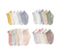 Chaussettes Antidérapantes Pour Bébés De 0 À 5 Ans, De Couleur Unie, En Maille Fine, À Volants, En Coton Doux, Pour Bateau, Collection Printemps Et Été, 5 Paires/Lot